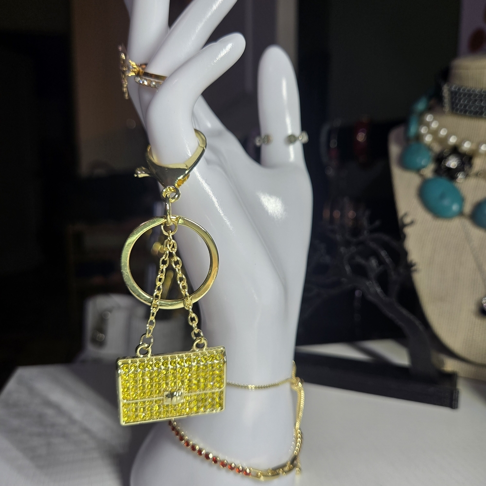 Gold and Yellow Handbag Bag Charm Keychain